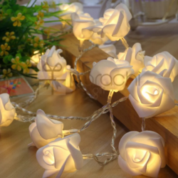 White Rose Flower Light 20 Flowers Battery operated