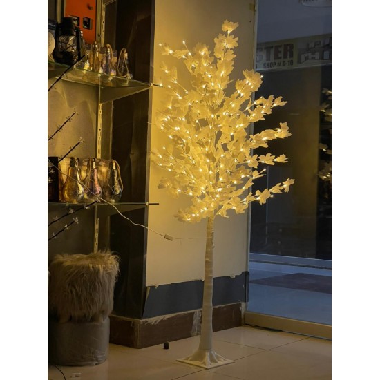 186 Led Big White Leaf Tree - Approx. 6Ft