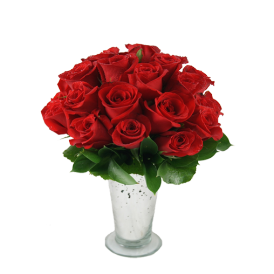 Roses with Crystal Vase