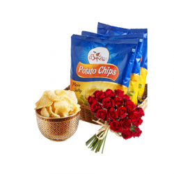 Red Flowers with Potato Chips